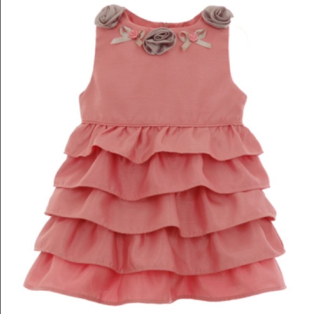 Hartstrings Baby Girl Dusty Pink 2 piece Woven Dress Set